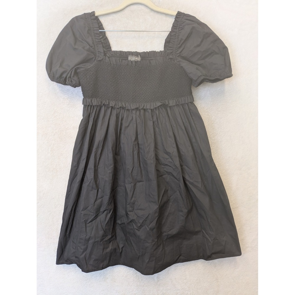 Dress Forum Mini Dress Women's Large Black Smocked Puff Sleeve